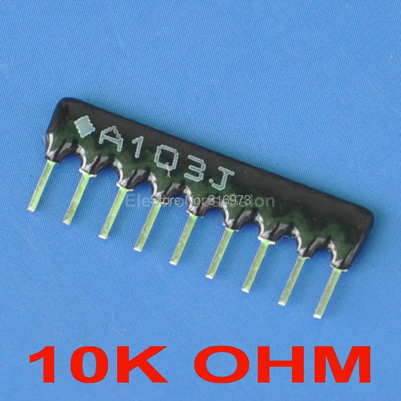 (200 шт./лот) сетевой резистор с толстой пленкой 10 кОм собранный SIP 9.|array resistor|10k ohmnetwork