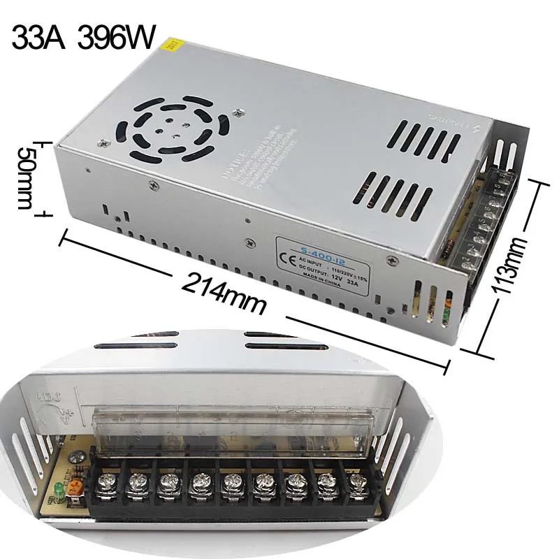 DC12V Питание Светодиодный драйвер Трансформатор 1.25A 2A 3A 5A 6.5A 10A 15A 20A 25A 30A 33A адаптер переключатель для светодиодный полосы лампа светильник