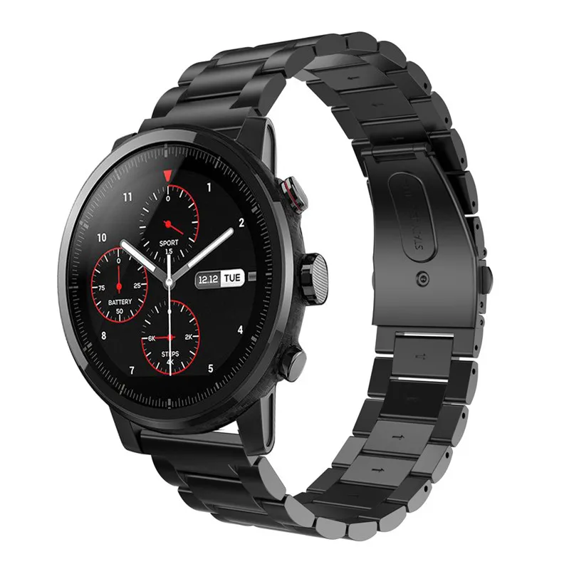 Браслет из нержавеющей стали для оригинальных умных часов Xiaomi Huami Amazfit Stratos 2 2S 22 мм