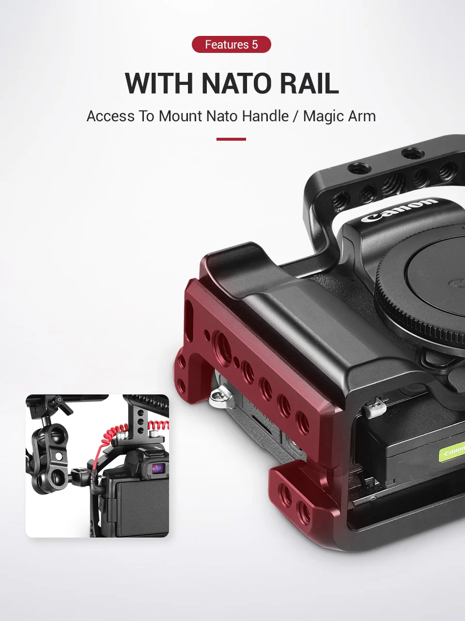 Клетка для камеры SmallRig DSLR для Canon EOS M50/M5 с креплением Nato Rail для холодного башмака для быстрого крепления 2168