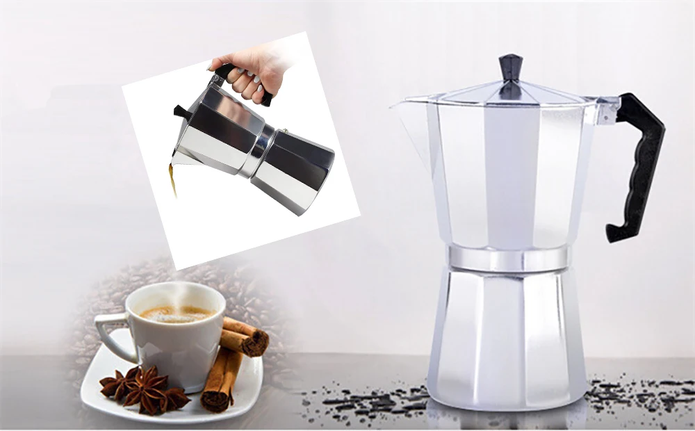 100/150/300/450/600ML Бытовая Алюминиевая гейзерная Кофеварка Кофе чайник плита кофеварка