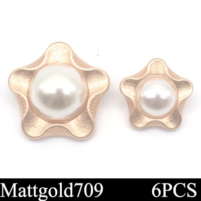 NO162 mattgold709 Высокое качество 6 шт./лот модные жемчужные декоративные пуговицы золотые швейные пуговицы для женщин кашемировый свитер пальто аксессуары ремесла - Цвет: NO162 mattgold709