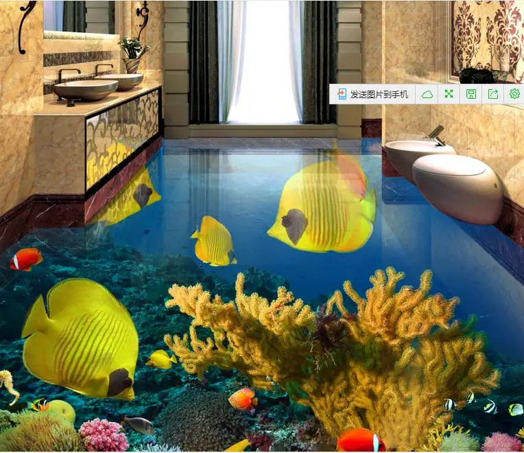 Обои высокой четкости 3d Пол обои самоклеющиеся подводный мир Тропические рыбы