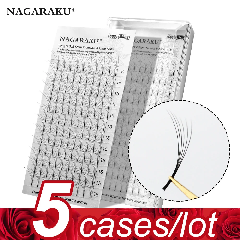 NAGARAKU 5 Штук Пучковые Ресницы для Наращивания Макияж 0.07mm 12 Линий 3D 6D Готовые из