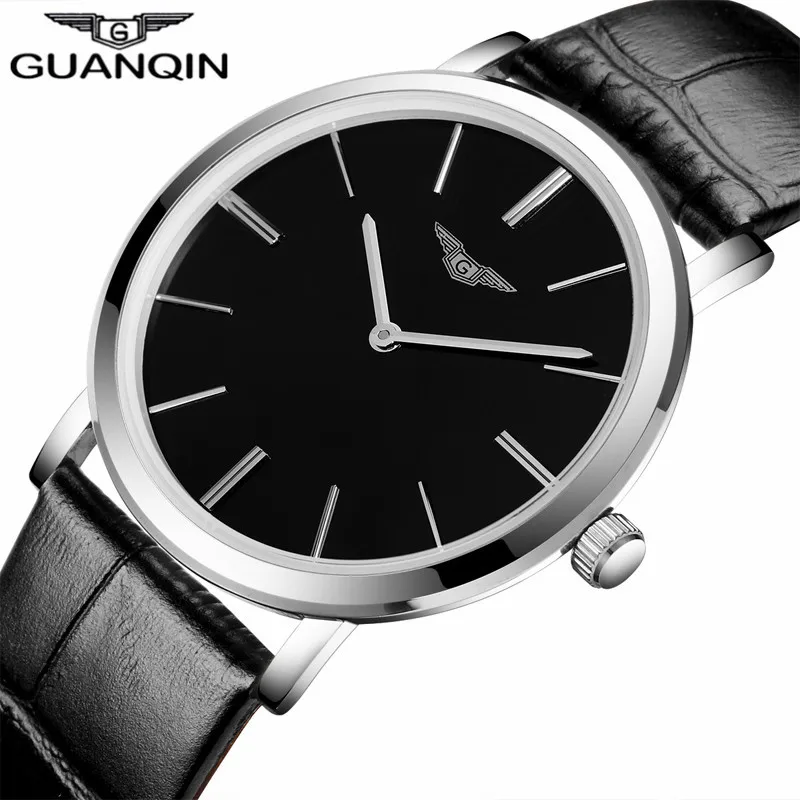 Relogio masculino люксовый бренд GUANQIN простой дизайн мужские Ультра тонкие кварцевые