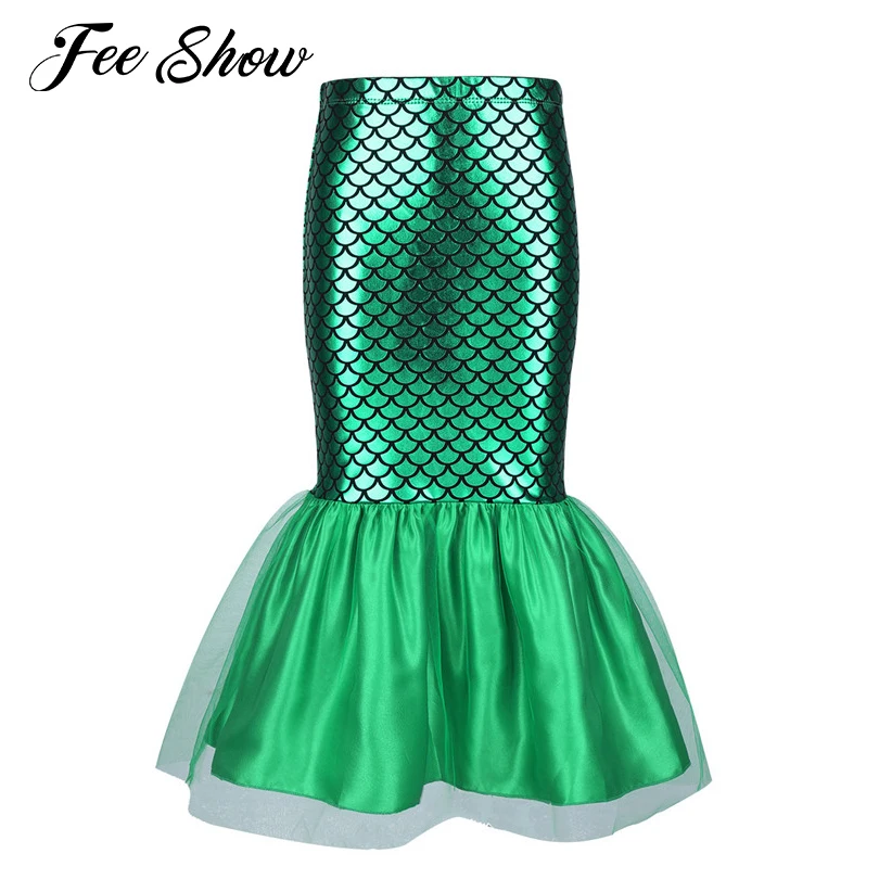 Юбка годе с принтом в виде рыбьей чешуи для девочек|Костюмы девочек| |