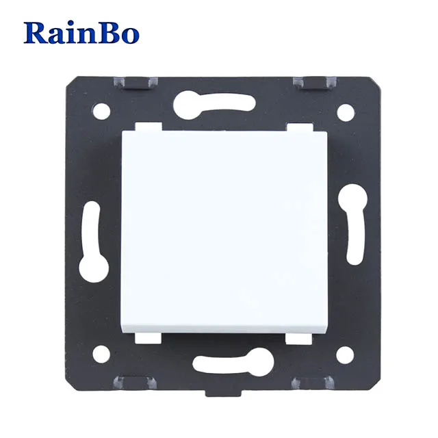 RainBo 1gan1way-кнопочный переключатель-части пластик-материалы DIY-функция аксессуара-ключ настенный выключатель ЕС-стандарт A711W/B - Цвет: White