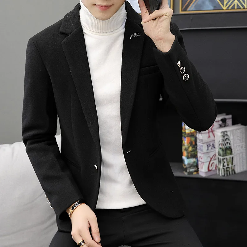 

Mens Korean Style Blazers Thick Slim Fit Solid Casual Suits Jacket Men Dress Suits Terno Masculino Plus Size Male FS-171