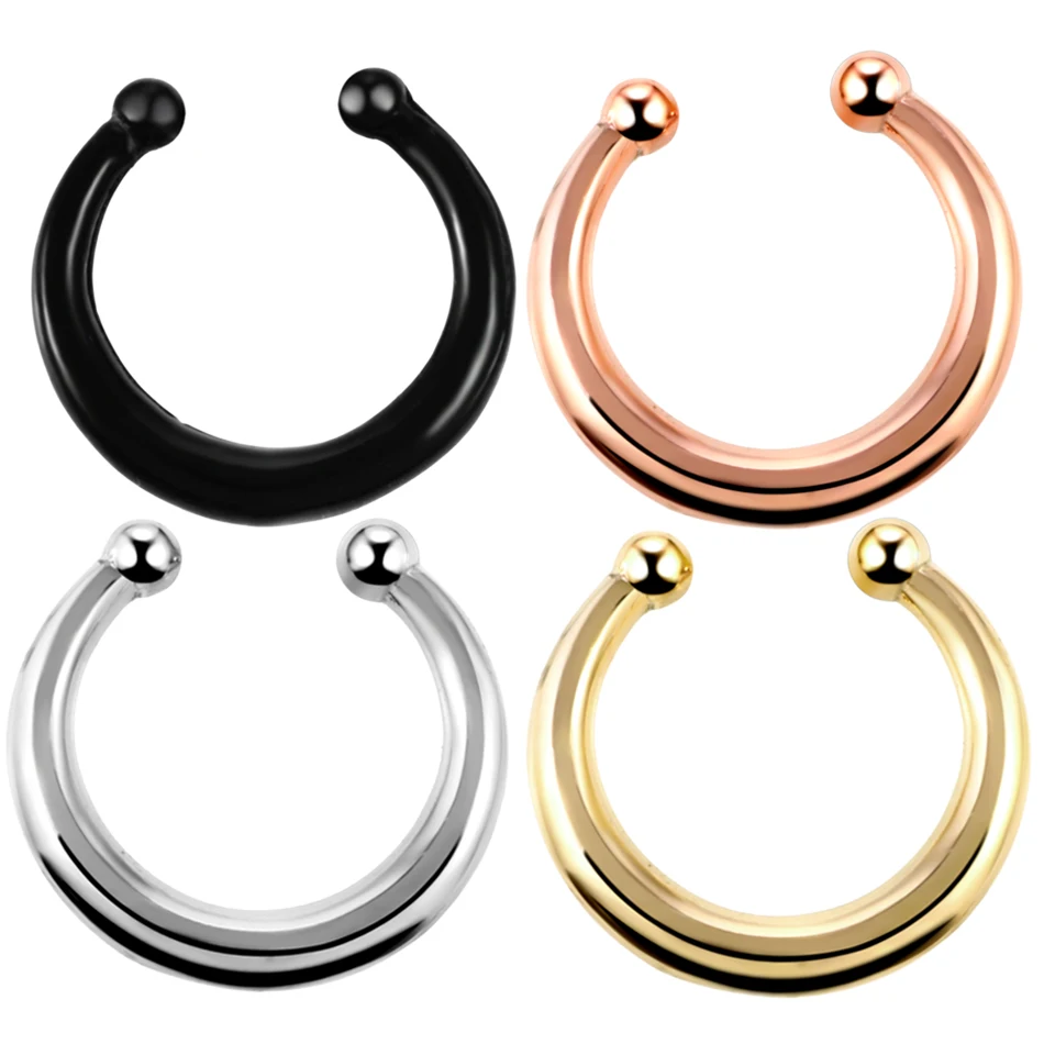 1 шт. медная поддельная перегородка для пирсинга 16 г пирсинг носа розовое золото