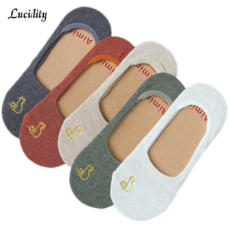 3 шт./партия женские хлопковые носки невидимки с вышивкой|Носки| |