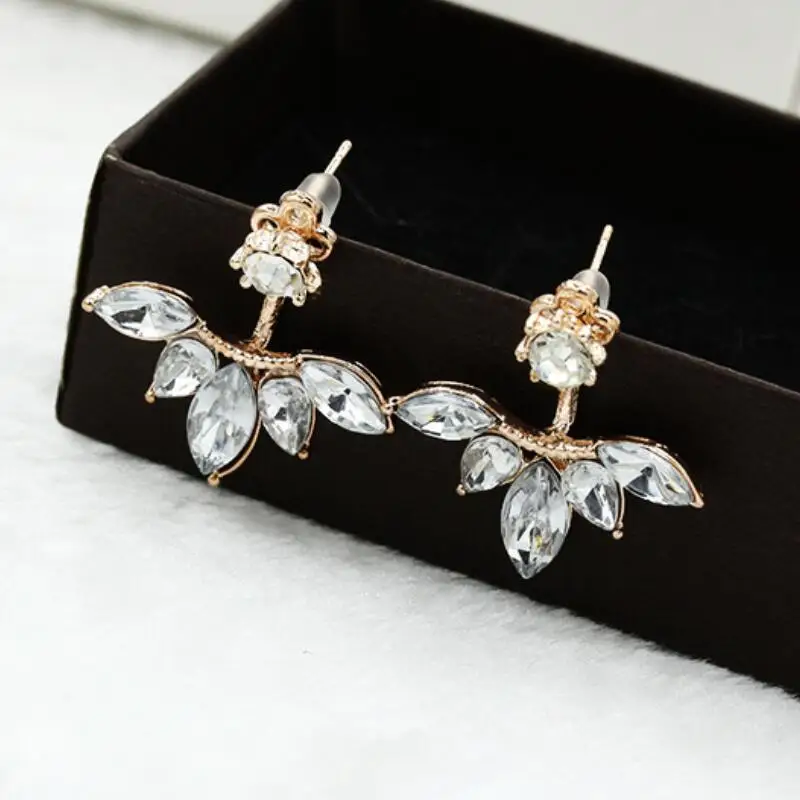 Женские серьги пусеты E012 модные корейские с кристаллами и цветами опт|earrings
