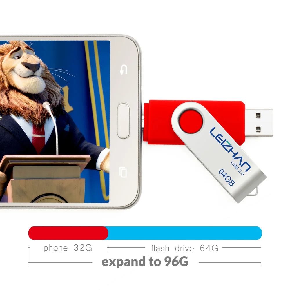 LEIZHAN флеш накопитель с двумя usb портами 4 ГБ 8 16 32 64 128 ГБ|USB флэш-накопители| |