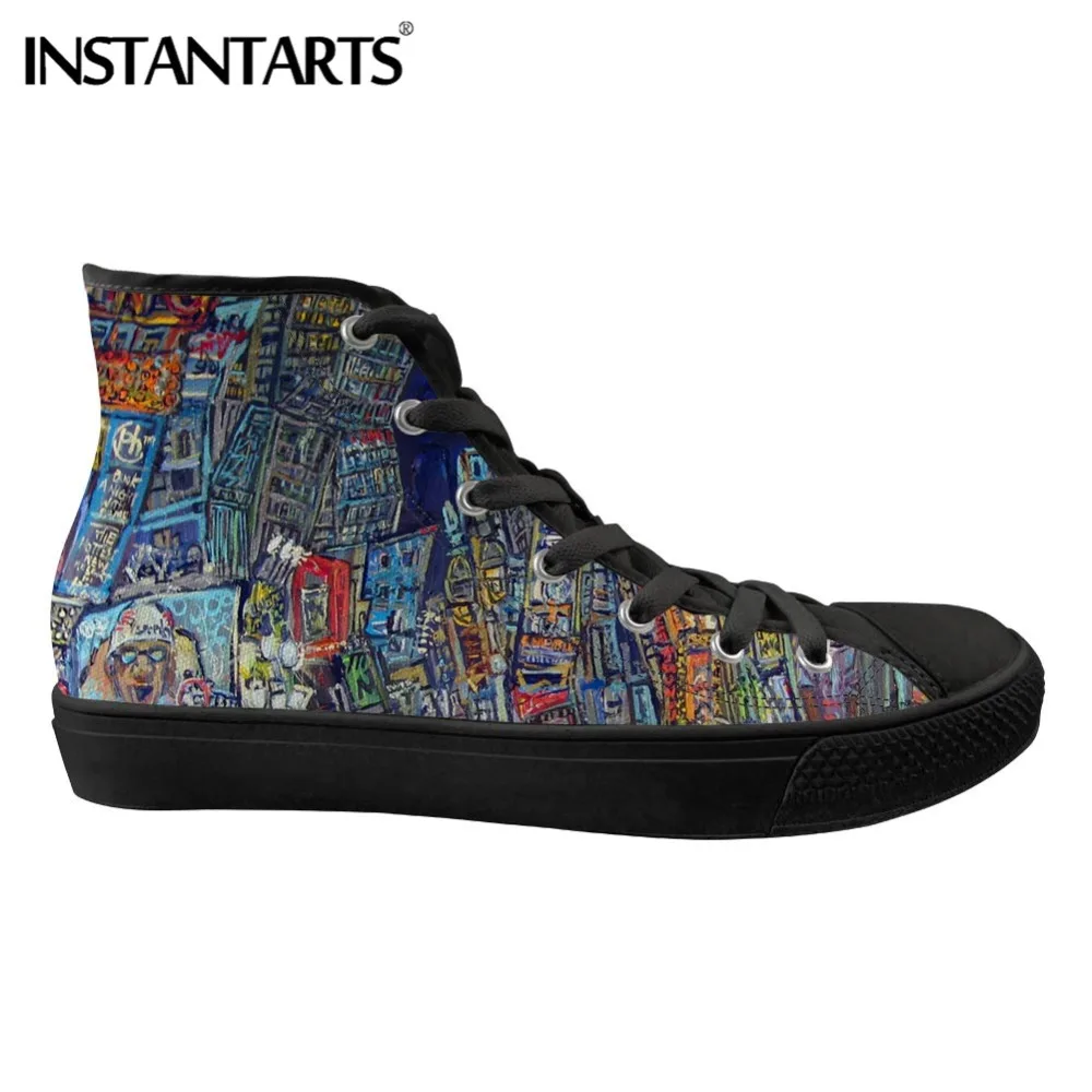 

INSTANTARTS Men Canvas Shoes Breathable Spring High Top Casual Shoes Man's Vulcanize Shoes Painting Art 3D Print Flats Sneakers