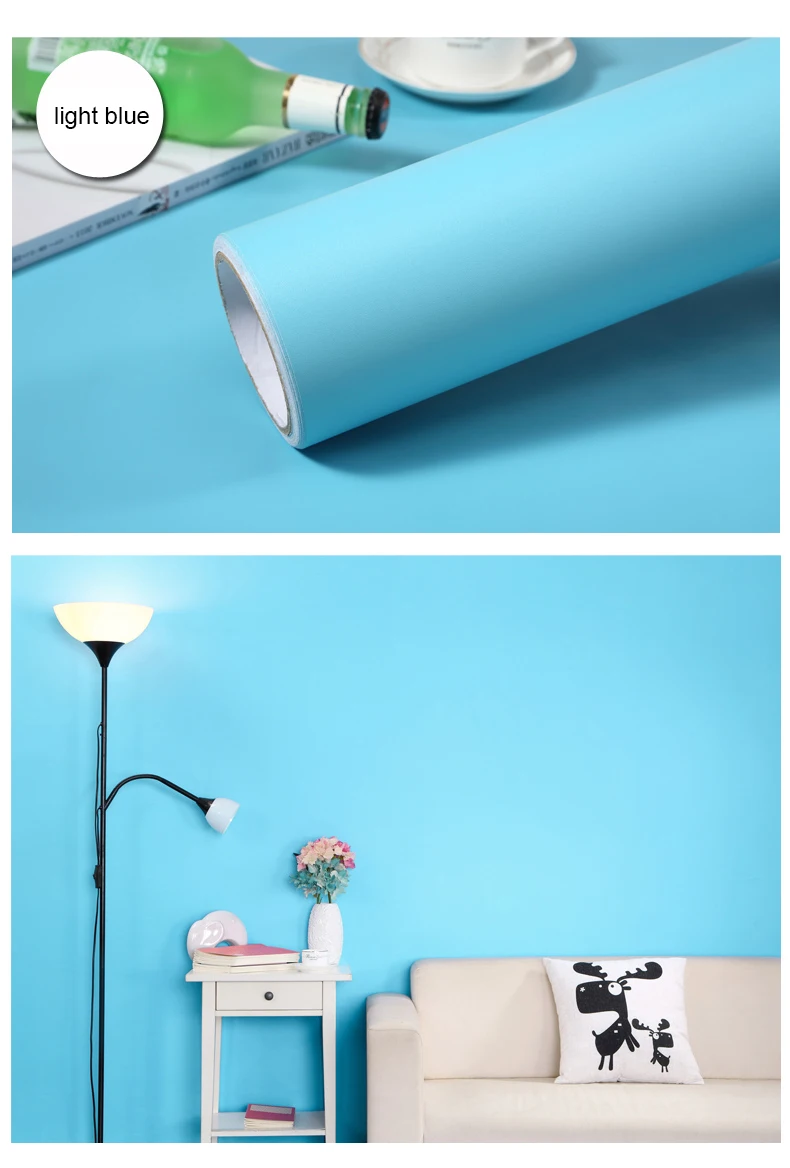 0.6x 3M DIY самоклеющиеся ПВХ водонепроницаемые обои для детской спальни ТВ фон наклейки на стену мебель сплошной цвет матовые наклейки