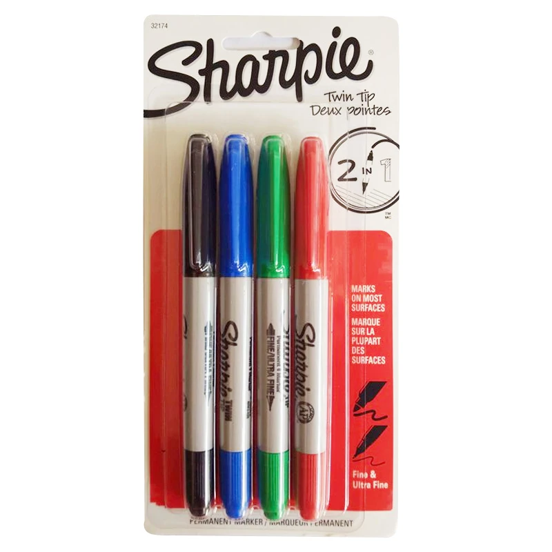 4 цвета/партия тонкие маркеры с двойным наконечником|cd marker|permanent markersharpie permanent markers