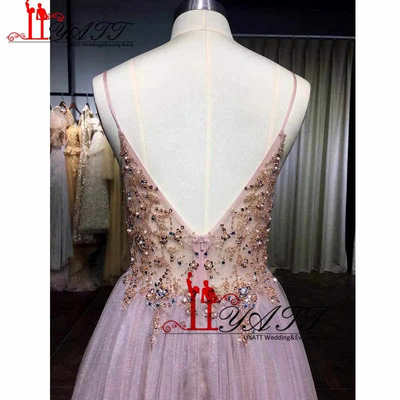 Newest 2019 Lovely Gown Crystal Straps Sexy Spaghetti Formal Prom Dress Cute A line Tulle Pink Evening Sleeveless | Свадьбы и