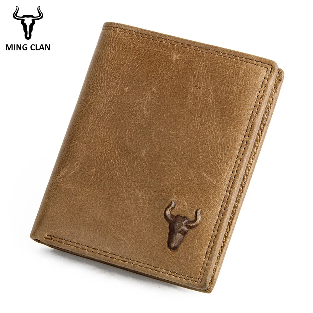 

Mingclan Wallet Men 100% Genuine Leather Short Wallet Vintage Cow Leather Casual Male Wallet Purse Standard Crad Holders Wallets