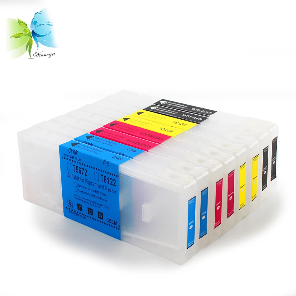 Winnerjet T6121-T6124 350 мл пустые чернильные картриджи для принтера Epson Stylus Pro 7400 9400 +