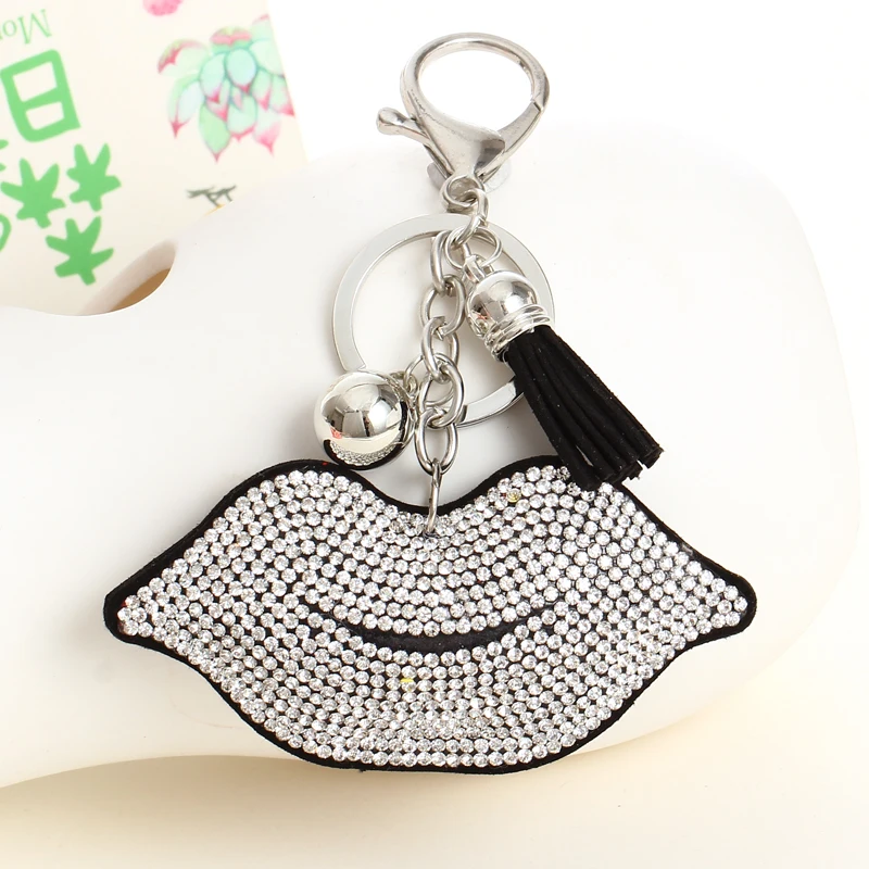 Милые Губы Кристалл Цепочки Кольца Для Ключей держатель для женщин золотой