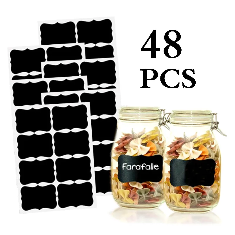 Галстук 48 шт./компл. Классная доска Стикеры Craft Кухня jar Организатор этикетки Мел