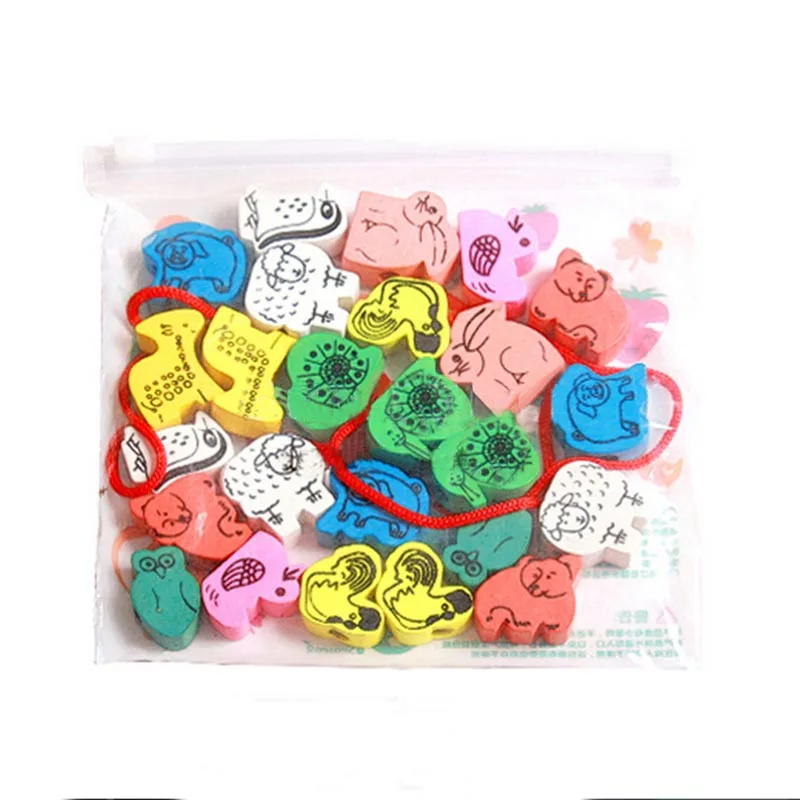 2017 детские деревянные забавные игрушки мультяшная вышивка деревянный Threading