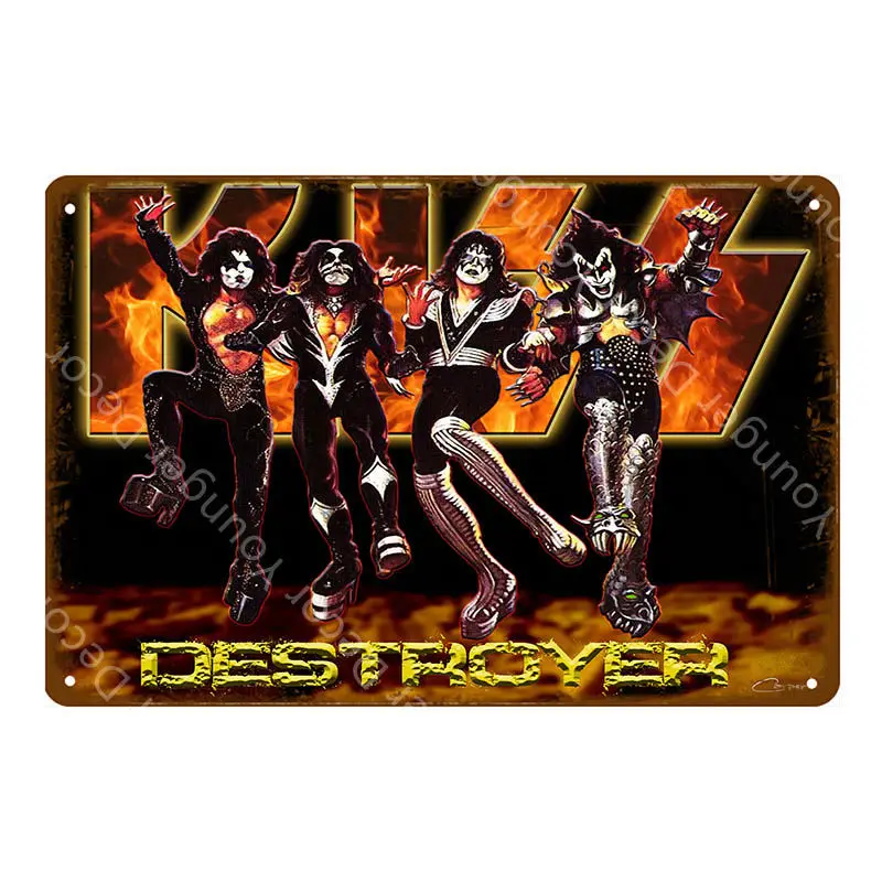 YD6507F Музыка рок винтажные металлические знаки плакат Kiss Band табличка настенные стикеры украшение дома Классическая Роспись Тарелка бар клуб Декор - Цвет: YD6507F