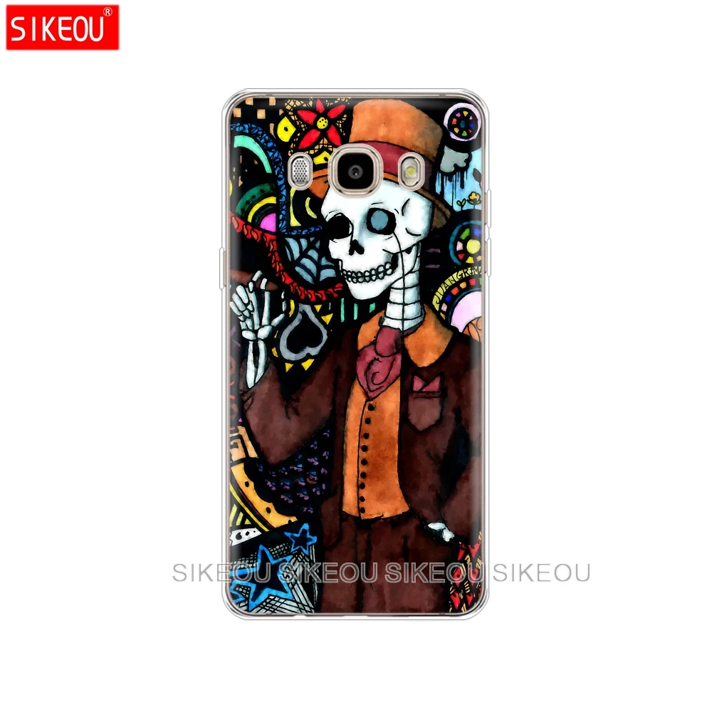 silicone cover phone case for Samsung Galaxy J1 J2 J3 J5 J7 MINI 2016 2015 prime soft tpu Cute Flower Skull protective coque |