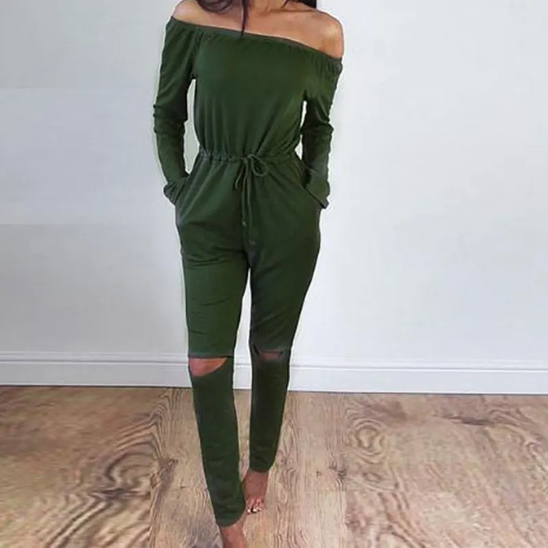 2019 с открытыми плечами комбинезон для женщин отверстие купальник длинные