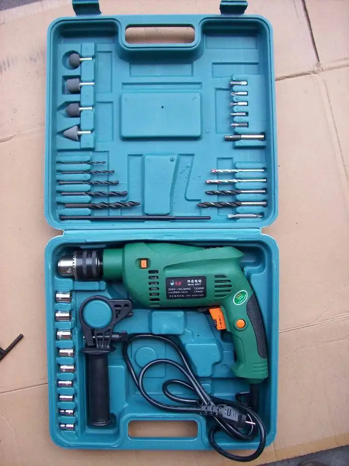 13 infinitely adjustable-speed impact electric drill repairing household toolkit 28 set combo wood Working tool | Инструменты