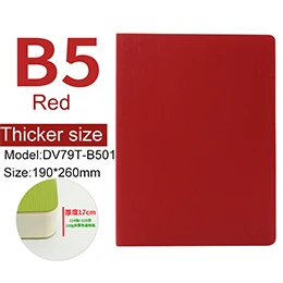 B5 red notebook Deli, 1 шт., цветной блокнот B5, 8 цветов, яркий бизнес, простой блокнот, канцелярские принадлежности, B5, дневник, книга, толстая, Корейская, мягкая, кожаная книга - Цвет: B5 red notebook