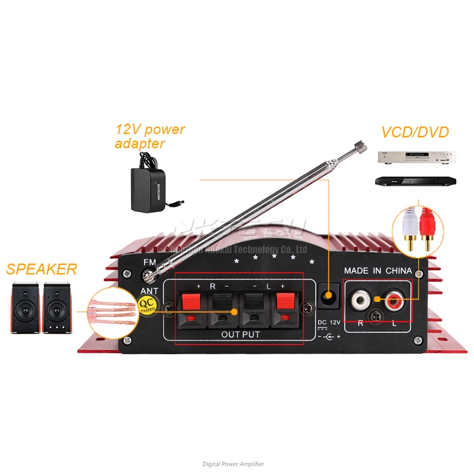 Автомобильный цифровой аудиоплеер MA-100 Kinter усилитель мощности 2x25 Вт Hi-Fi стерео