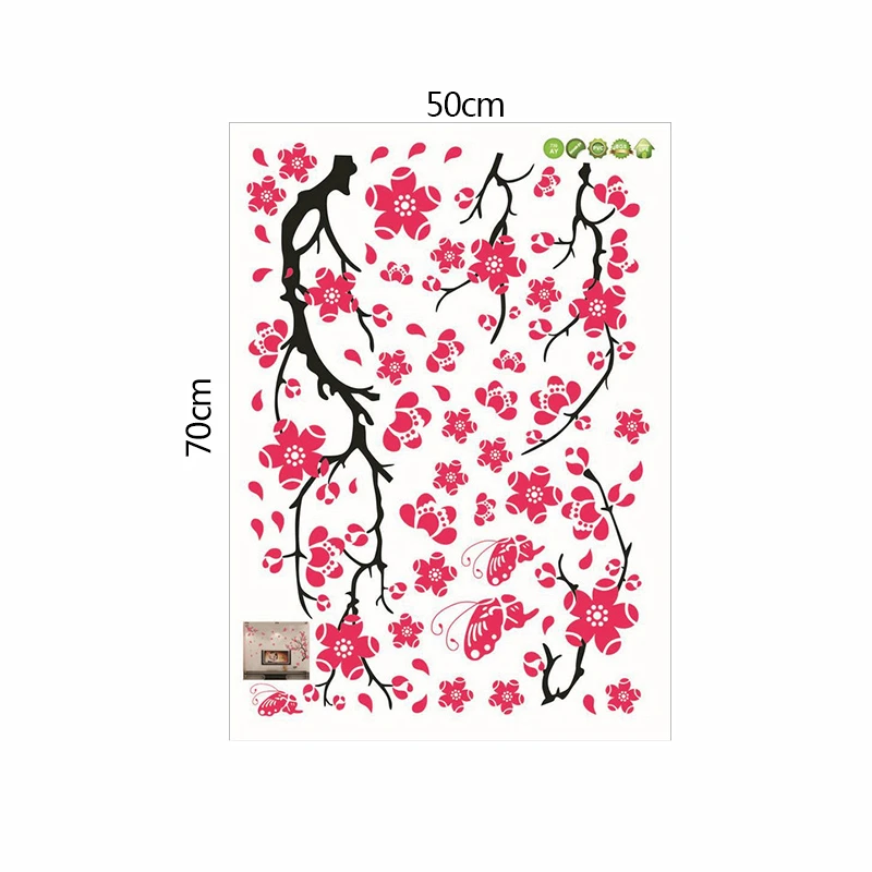

Blooming Plum Flowers Tree Branch Wall Sticker Living Room Decoration Diy Plant Mural Art Home Decal Posters Peel & Stick