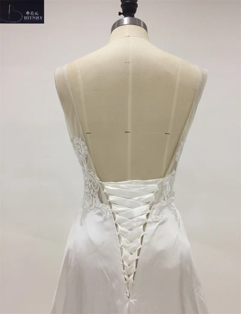 На заказ v образный вырез аппликация сексуальные пляжные свадебные платья для