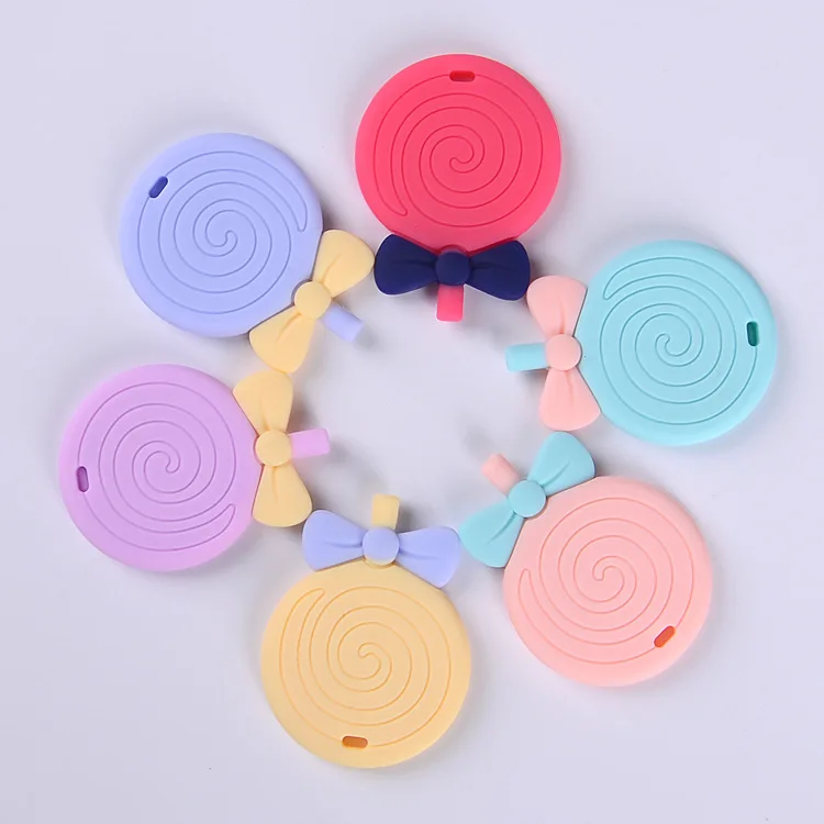 Lollipop Teether Slicone Siclica Get FDA Baby Chewable Necklace Toy Silicone Beads T | Мать и ребенок