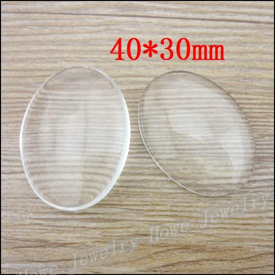 40*30mm 30 Pcs Good Quality Oval Clear Glass Cabochons Frame Pendant Cover Fit Necklace & Earring Making