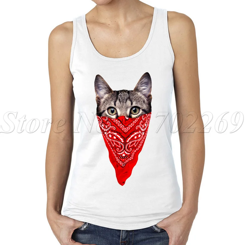Лидер продаж женская обувь с принтом кота Топы на бретельках без рукавов