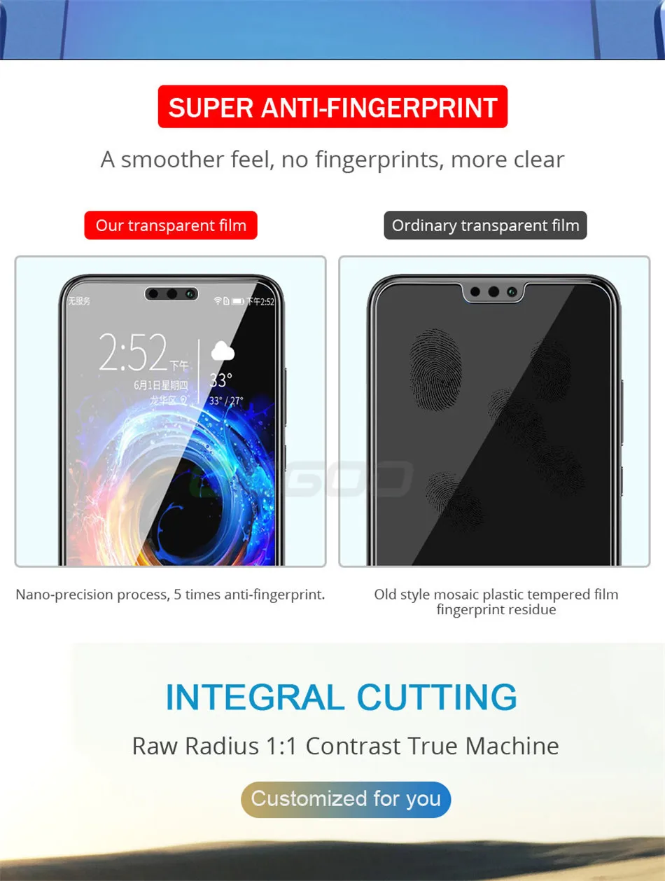 OICGOO 1-3 шт закаленное стекло для huawei Honor 10 20 Lite 20i Защитное стекло для экрана для Honor 8x 8c 8s 8a 7a 7c 20 Pro стекло