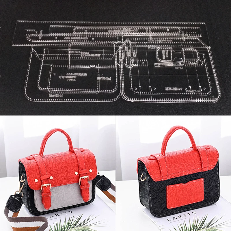 

1set DIY Leather Handmade Craft Women Cambrige Handbag Shoulder Bag Sewing Pattern Laser Cut Acrylic Stencil Template 14x19x7cm