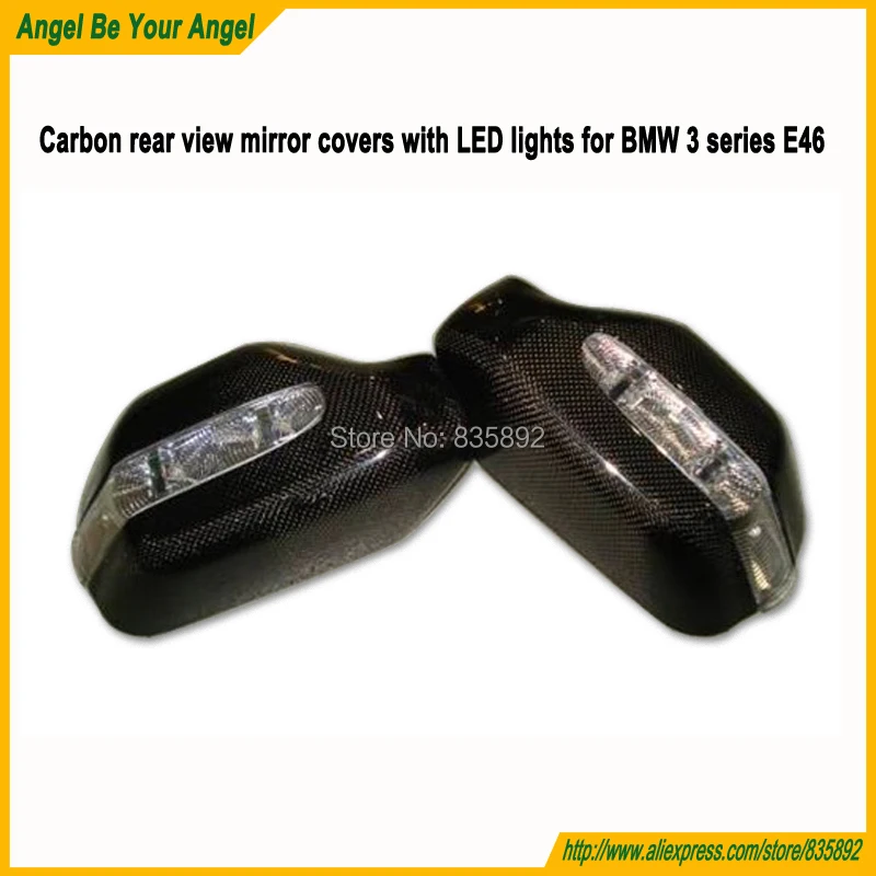 Carbon fiber+LED E46 facelift auto side mirror covers Car door rear view mirrors caps with LED light for BMW 3 series 98-05 |