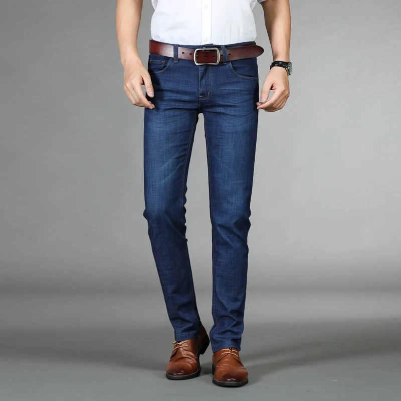 Мужские прямые джинсовые брюки KSTUN синие легкие эластичные джинсы летние