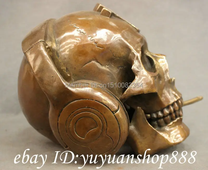 9 &quotкитайская Бронзовая Медная скульптура дредфу для мужчин с черепом|art print for