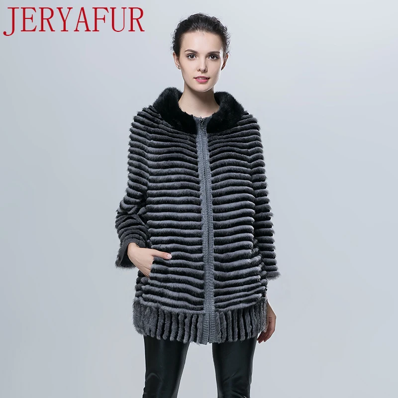 JERYAFUR норки плюс кролик пальто зимнее русская меховая одежда длинное Женская