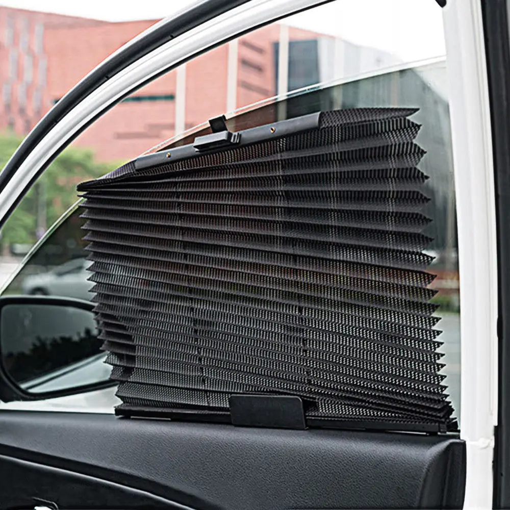 Cortina de ventana lateral retráctil para coche, parasol de verano, plisado, automático