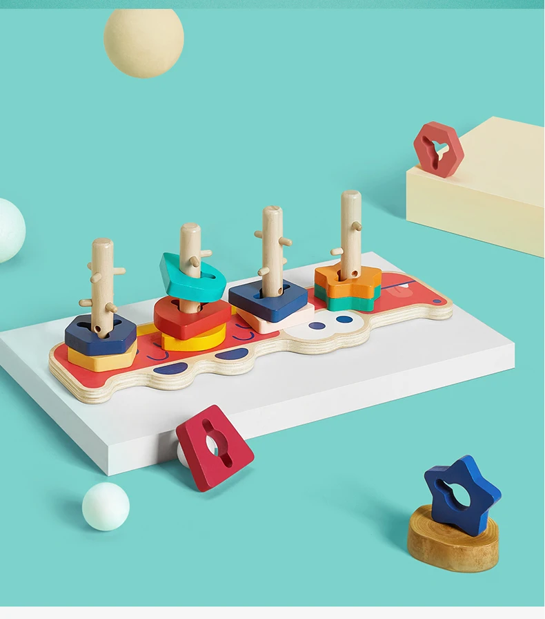 Babycare деревянная колонна игрушка красочная Цифровая форма познание сопряжение Игра Головоломка Дети раннего образования сопряжение обучающие игрушки