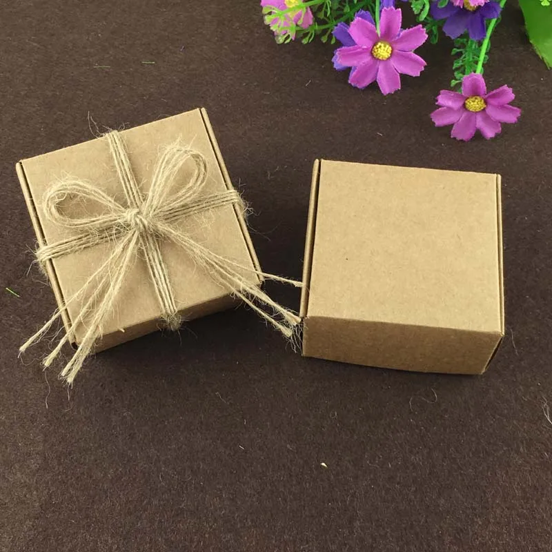 2 размера коричневая бумажная коробка с ниткой и биркой для прополки сувенирная
