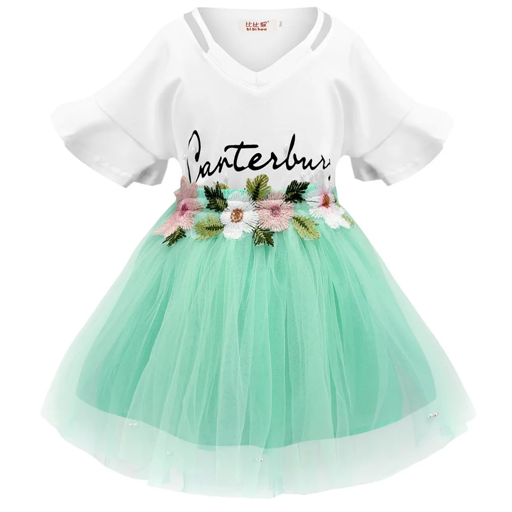 Одежда для девочек 2019 хлопковая футболка + плиссированная юбка комплект из 2