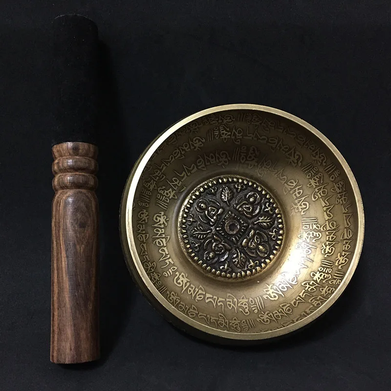 12cm Nepal Chakra Yoga Singing Bowl Buddhism Tibetan Bowls with Leather Stick | Дом и сад