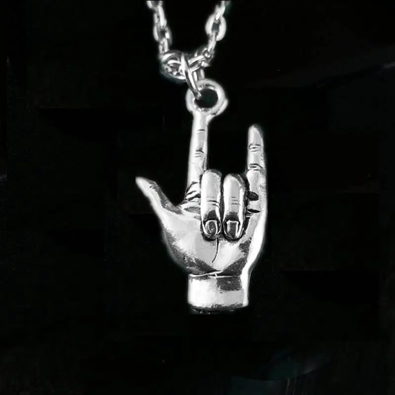 12 шт./лот ожерелье в виде знака рок н ролл с надписью I Love You|necklace i love you|charm necklacenecklace