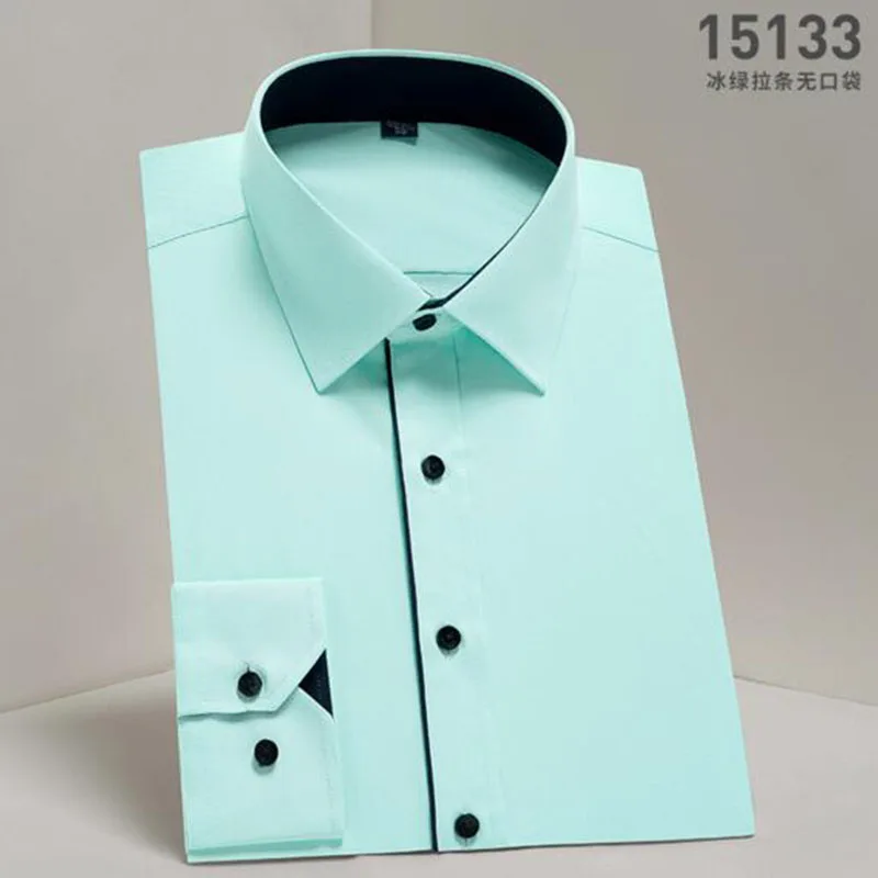 Весенне-осенние мужские однобортные рубашки с длинным рукавом Camisa однотонные из