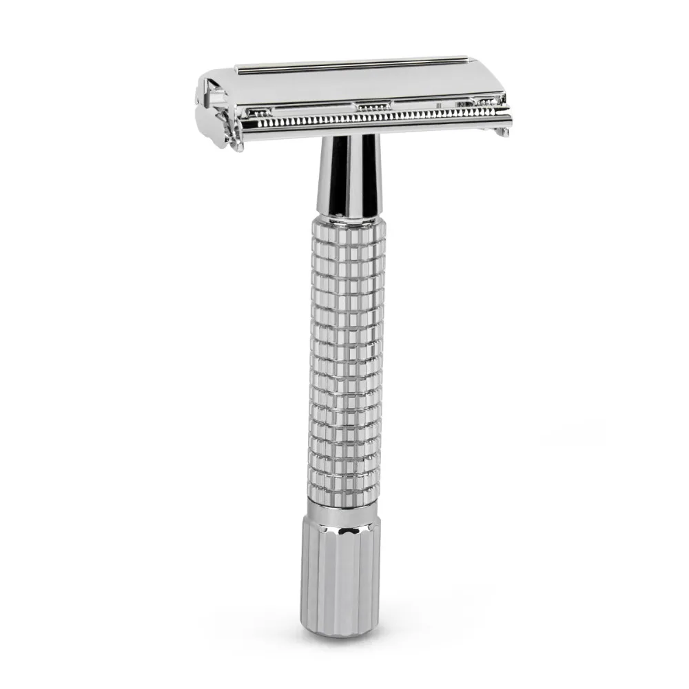 Фото QSHAVE 8,7 см короткая ручка классическая Безопасная бритва с 5 лезвиями в подарок посеребренный Эпилятор weishi прямая бритва удаление волос №3